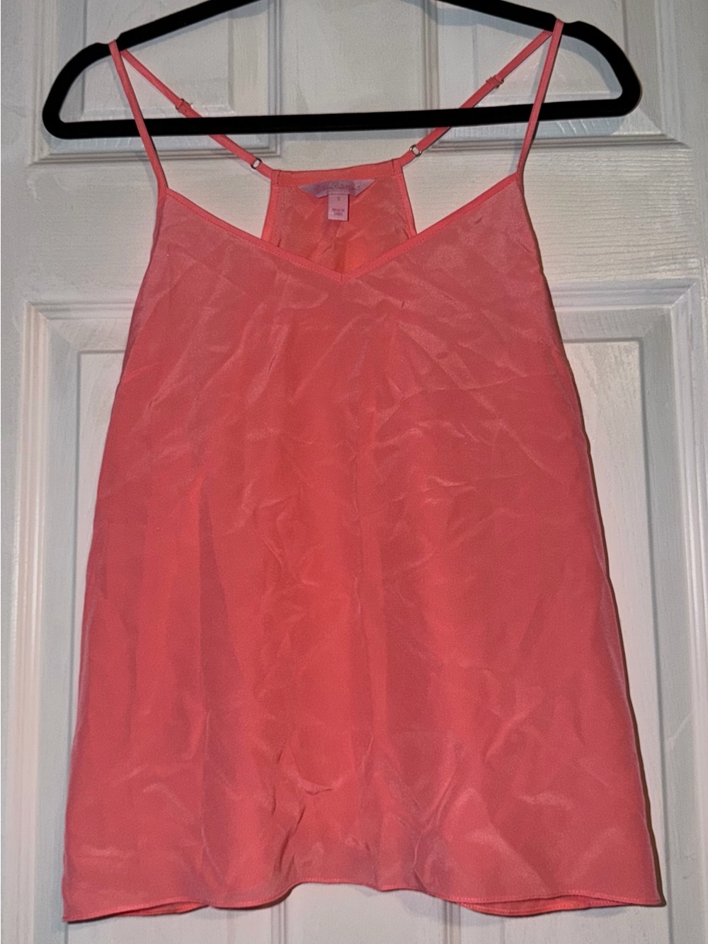 Lily Pulitzer Women’s Coral Pink Spaghetti Strap Cami Top Small 100% Silk